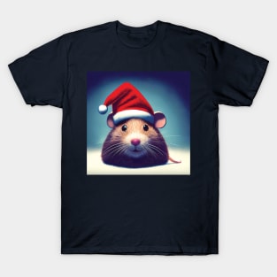 Christmas Mouse in Santa Hat T-Shirt